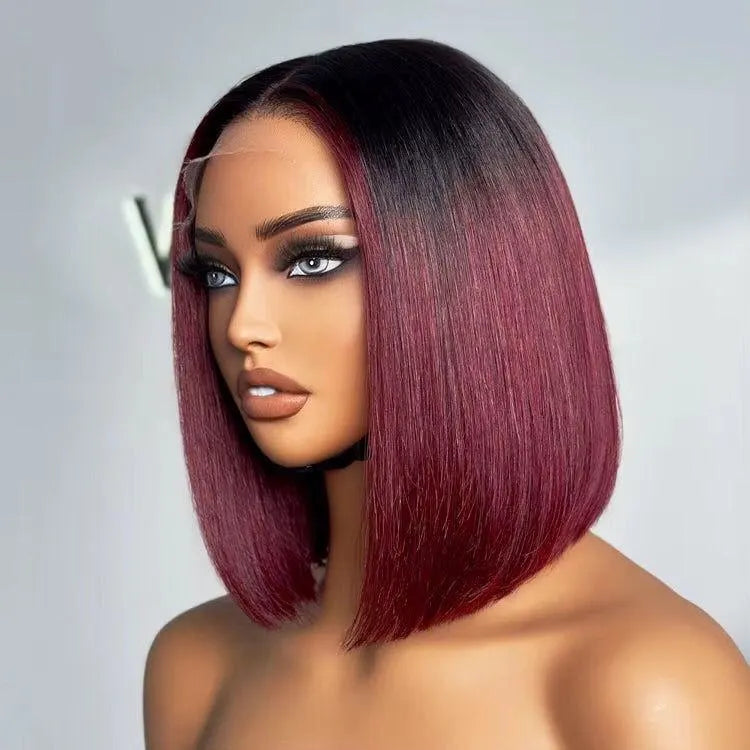 Straight Burgundy Bob Wig